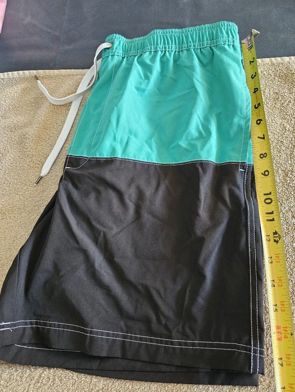 Sonoma Men's Two-Tone Black and Teal Swim Shorts